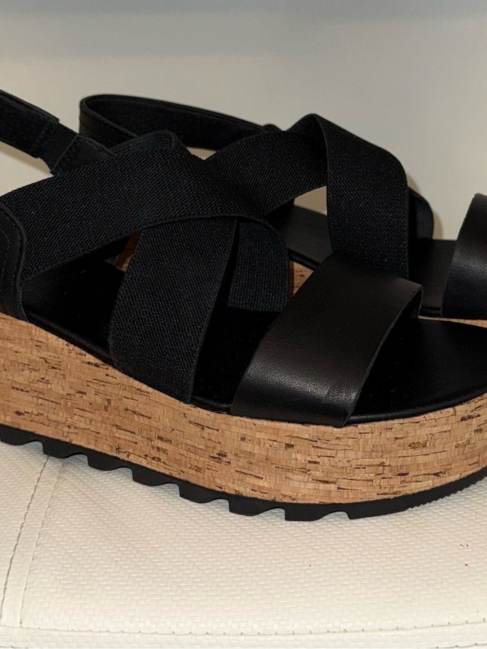 Black Cork Platform Sandals - Women's Strappy Wedge Sorel Cameron